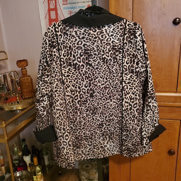 CJ Banks Set Vest Jacket Leopard Black - Picture 7 of 7